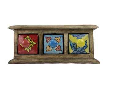 Kleinkommode mit 3 Keramikschubladen